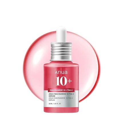 niacinamide serum uses Bottle of niacinamide serum placed on a white surface with minimal skincare setup